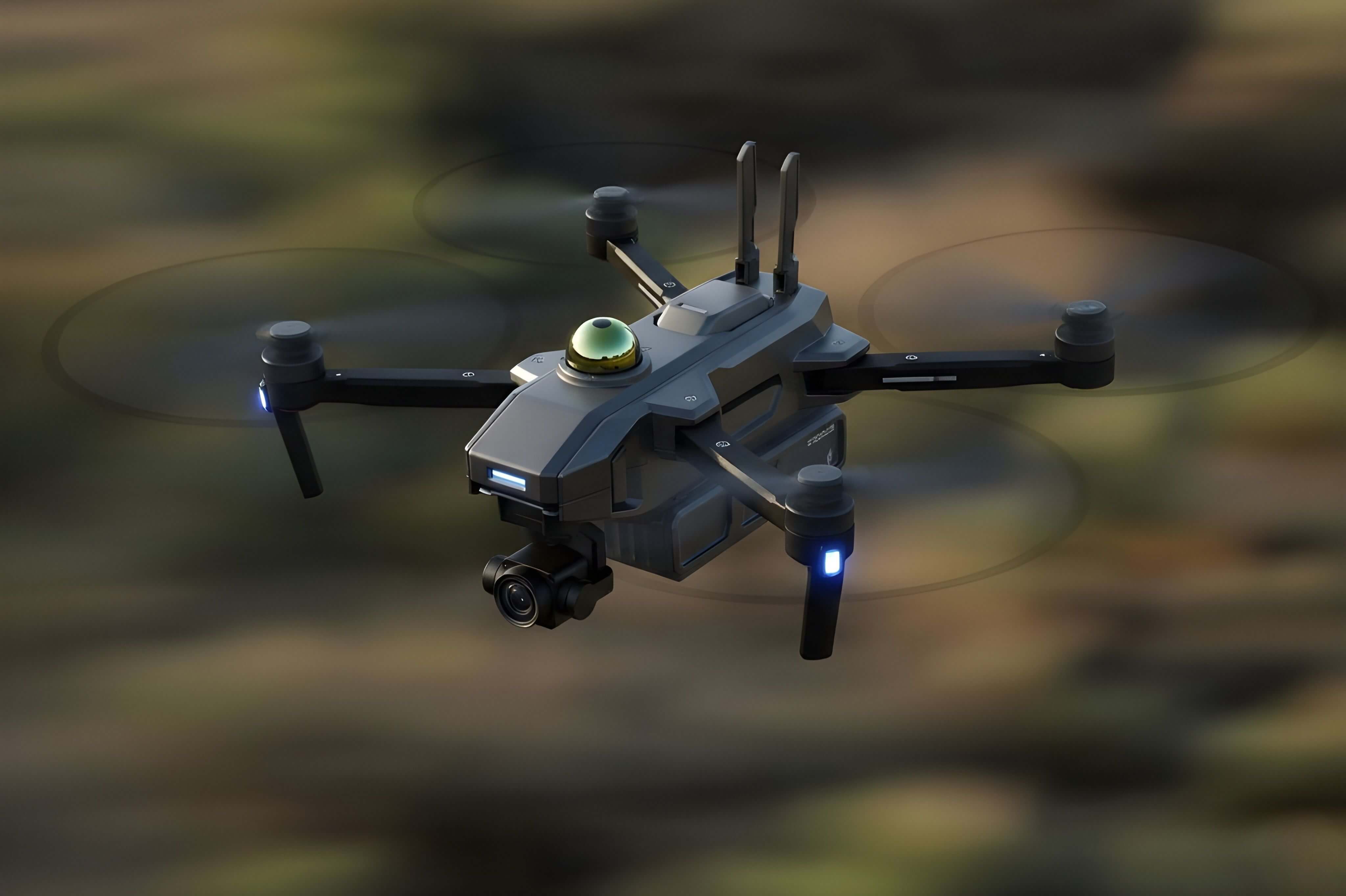 Advanced military drone with AI-powered threat detection systems